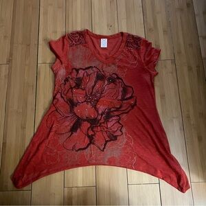 Floral Red Women's Top